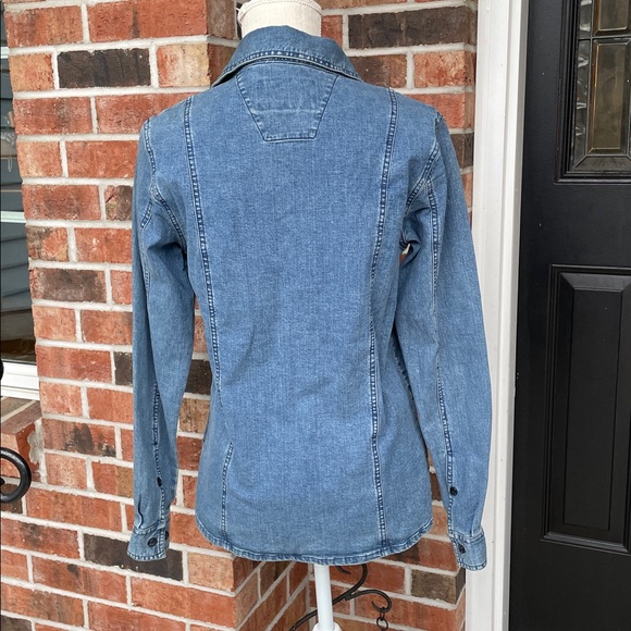 Harley-Davidson Denim Long Sleeve Lace Up Top - Picture 4 of 13